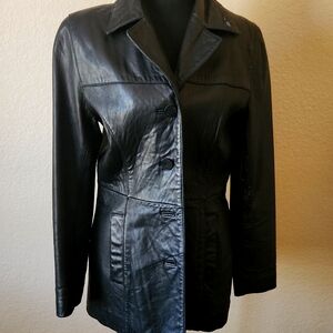90's Nine West Women's Leather Jacket  Black Size Small